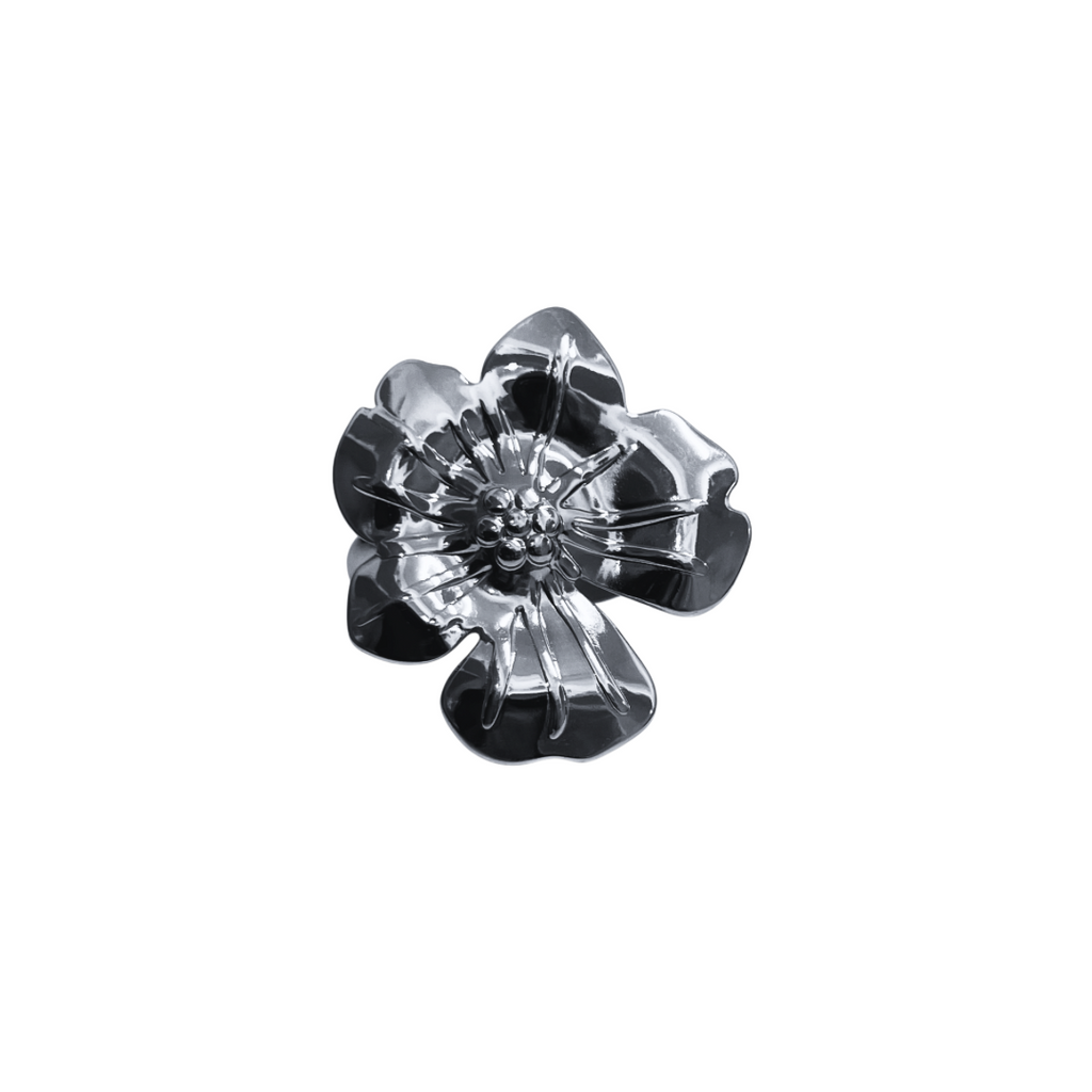 Anillo - Flor Híbisco plateada